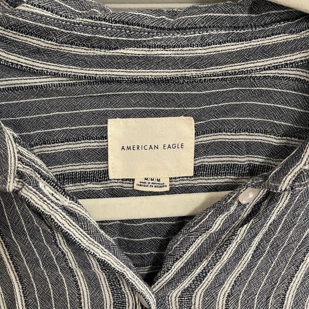 American Eagle Outfitters Blue Striped Button-Down Shirt - Picture 2 of 5
